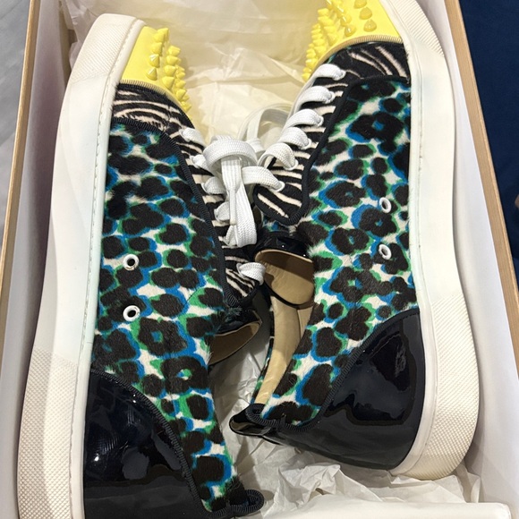 Leopard Print Sneakers with Yellow Studs